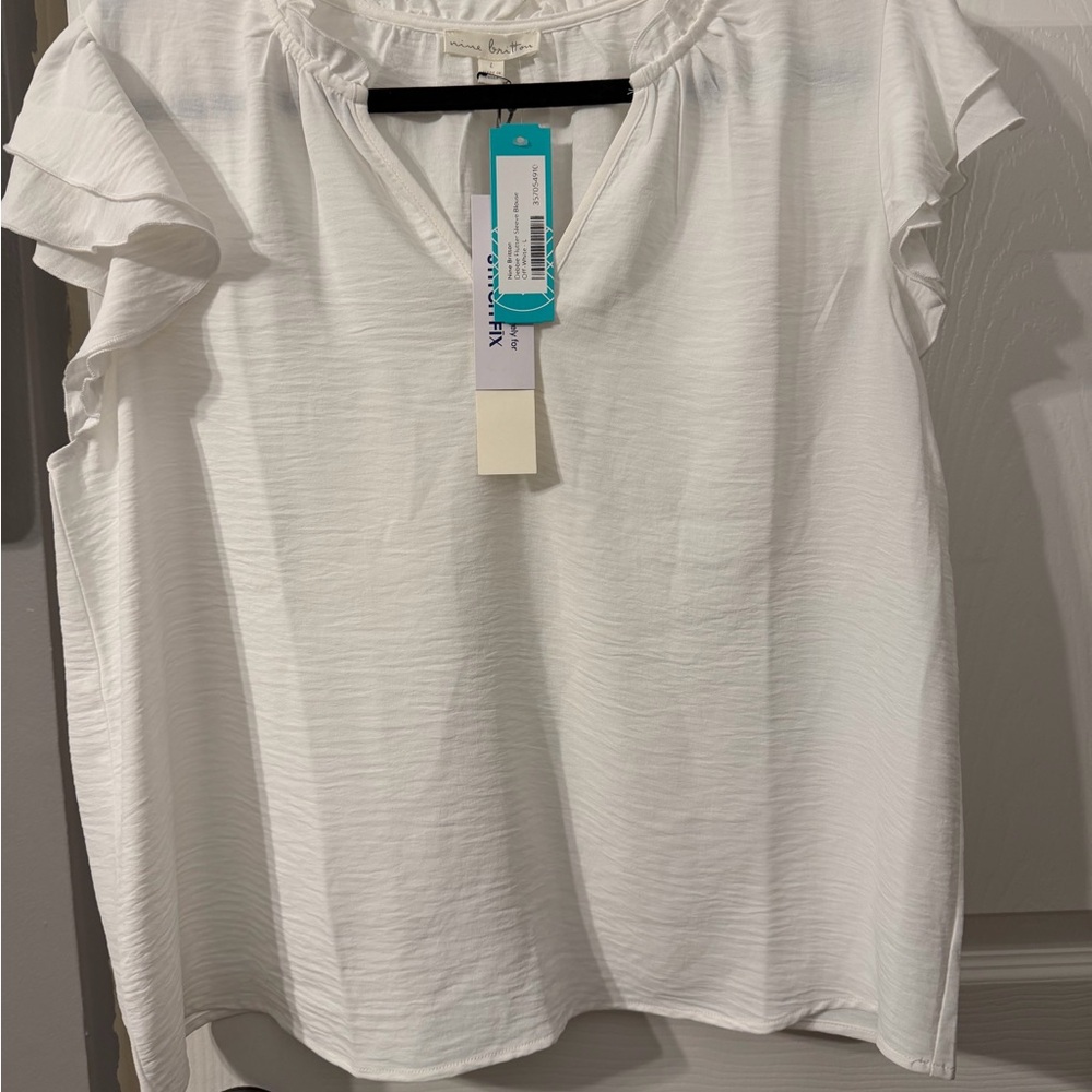Nine Britton White Blouse with Ruffled Sleeves